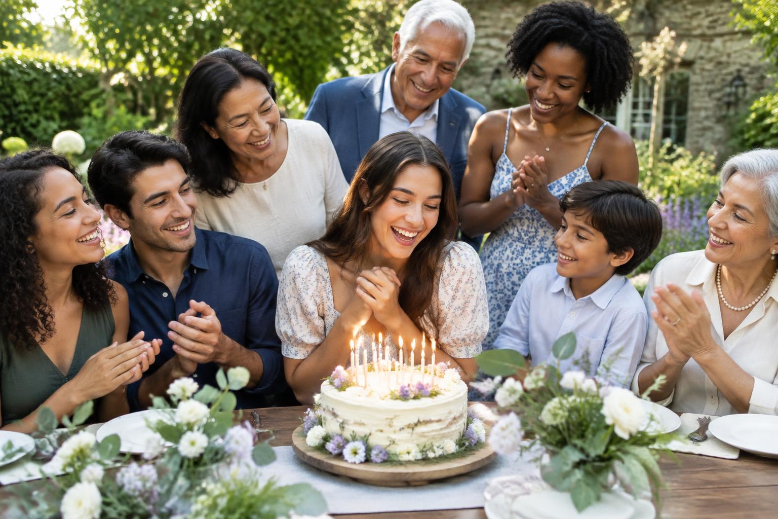 Une famille célèbre un anniversaire autour du gâteau